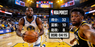 NBA季后赛沉浸式直播画面，展示球员视角与实时统计数据
